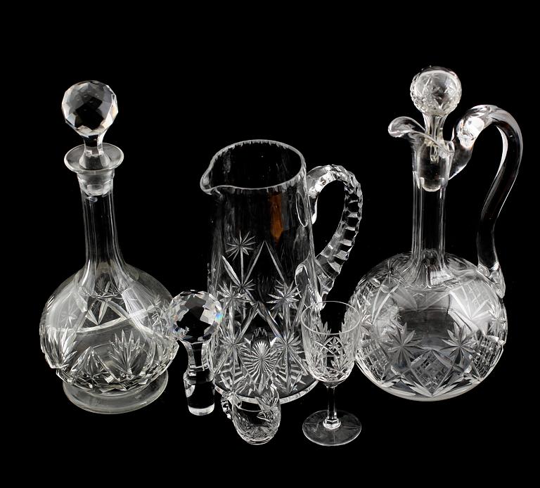 SERVISDELAR, 11 delar, glas, 1900-talets mitt.