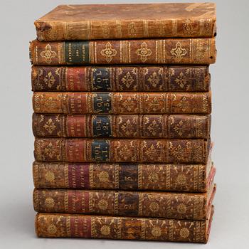 BOKBAND, 6 helskinn samt 3 halvfranska, 17-1800-tal.