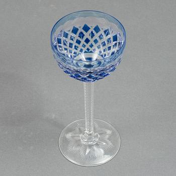 Eleven wine glasses, Bohemian style, 20th Century.