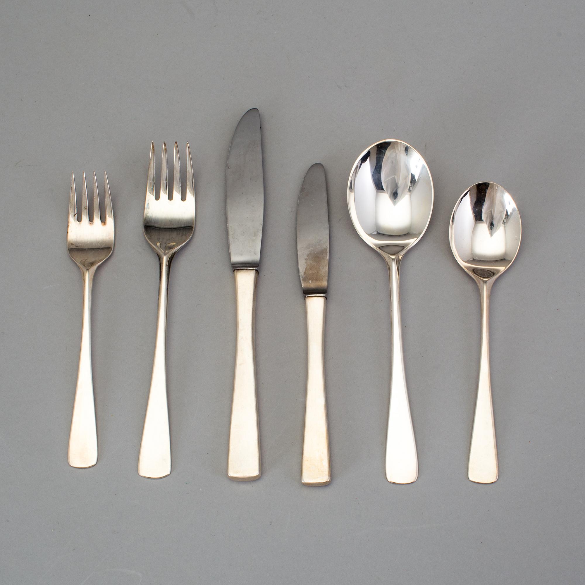 a set of silver cutlery with 72 parts "Sten Sture" by Eric Löfman MGAB 1970. W 3100 g.