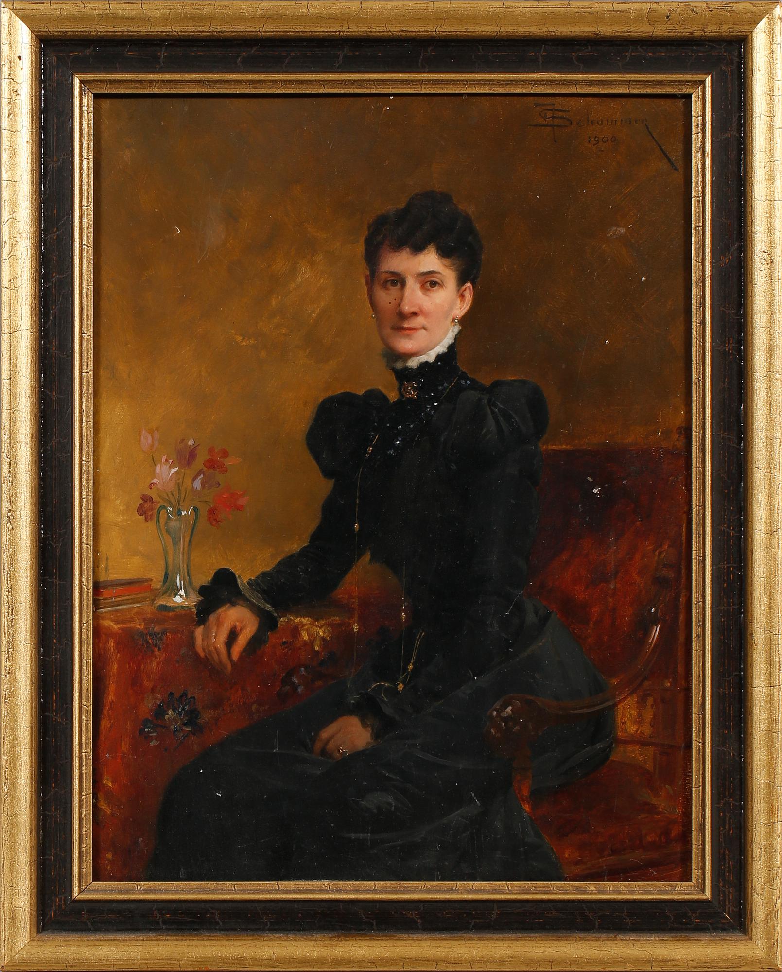 FRANCOIS SCHOMMER, olja på pannå, signerad och daterad 1900.