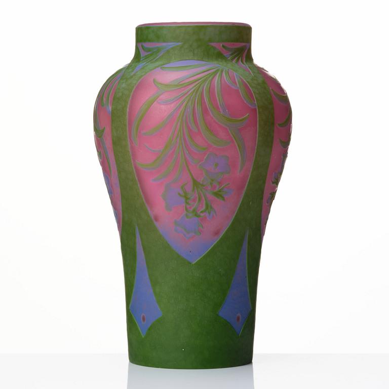 Axel Enoch Boman, a unique Art Nouveau cameo glass vase, Reijmyre, Sweden 1913, no 312.