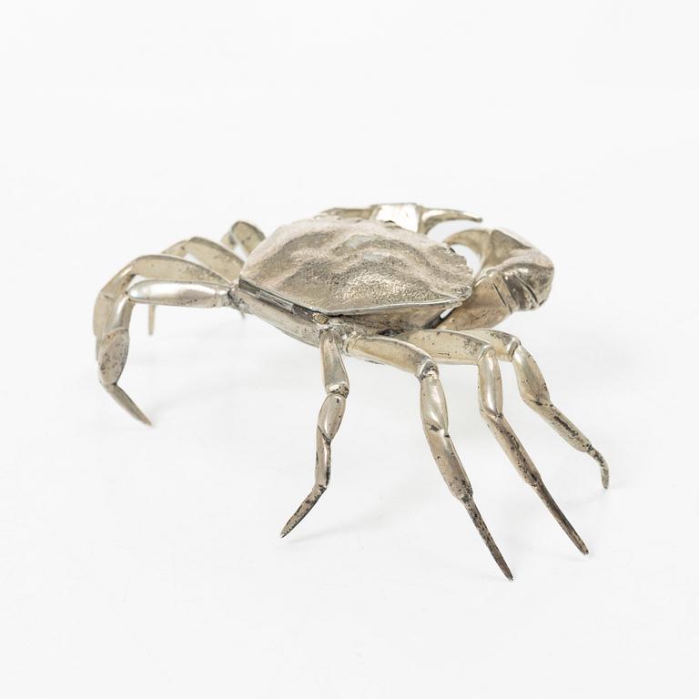 Saltkar/dosa, i form av krabba, silver, Spanien, 1900-tal.