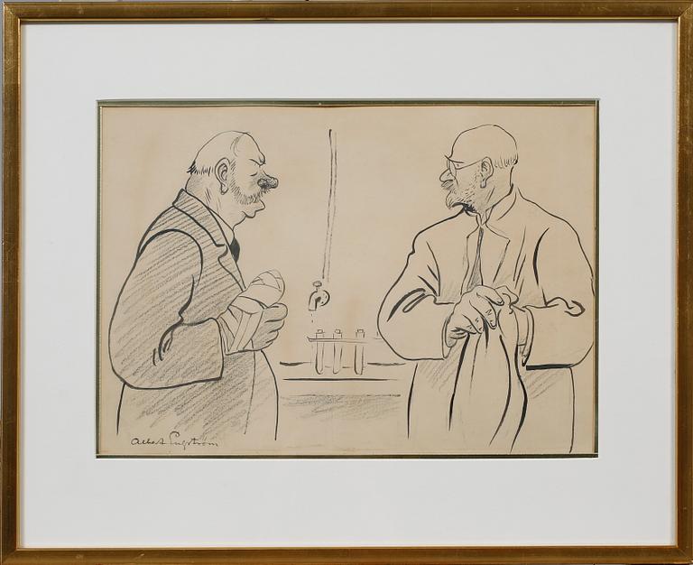 ALBERT ENGSTRÖM, tuschteckning, signerad.