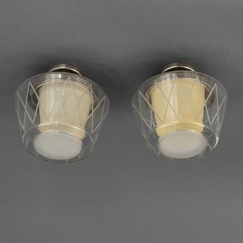 Harald Notini, taklampor, ett par, modell "11197", Arvid Böhlmarks Lampfabrik, Stockholm, 1940-50-tal.