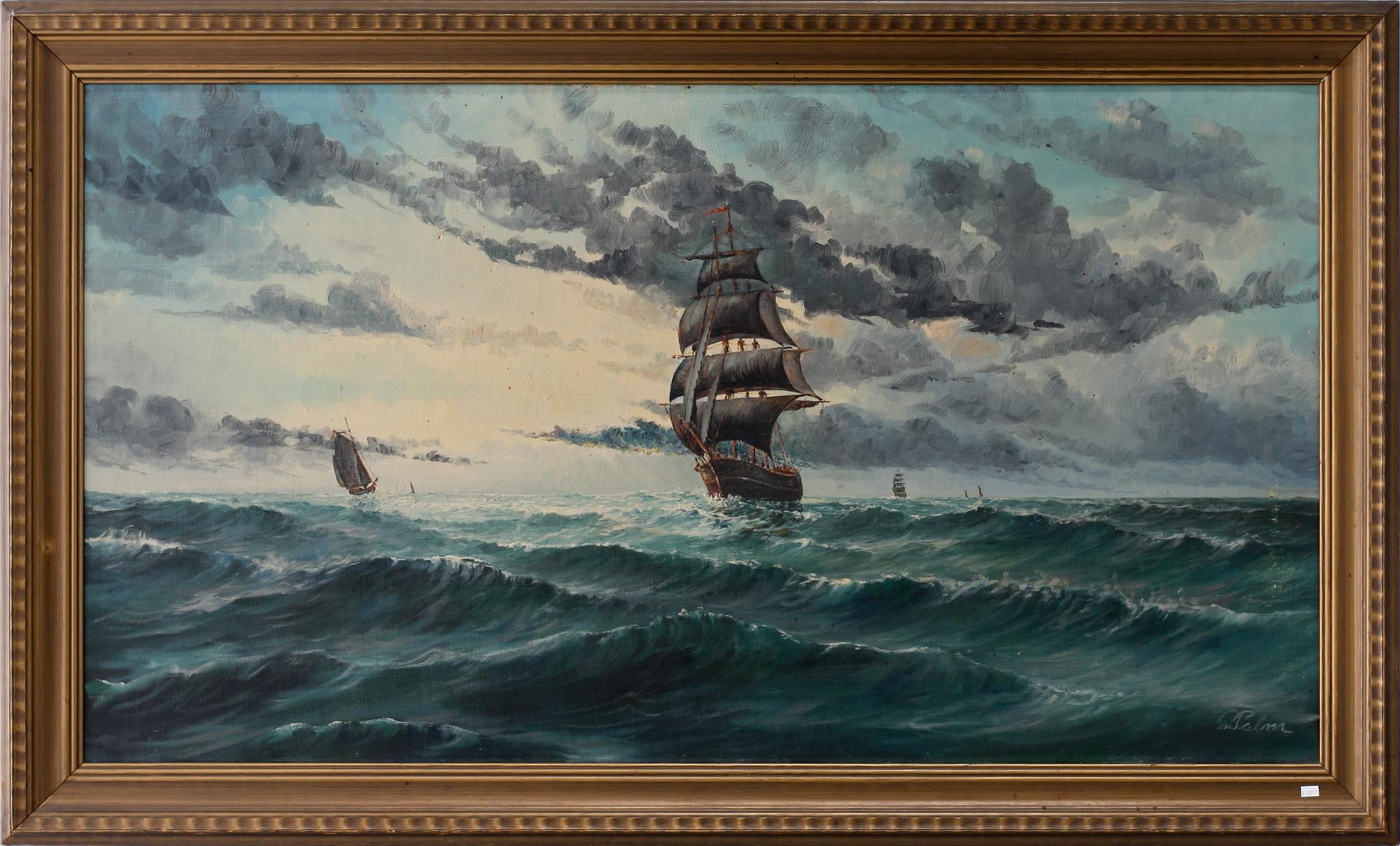 OKÄND KONSTNÄR. Olja på duk. Sign Palm.