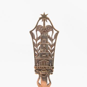 Anton Michelsen, anniversary spoons 10 pcs sterling silver for Georg Jensen, Denmark, second half of the 20th century.