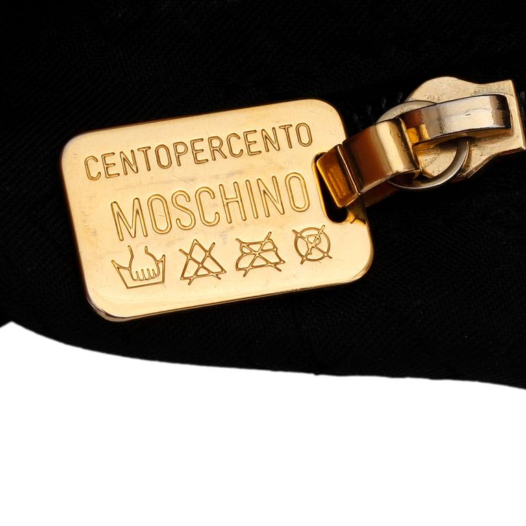 MOSCHINO, a black shoulder bag.
