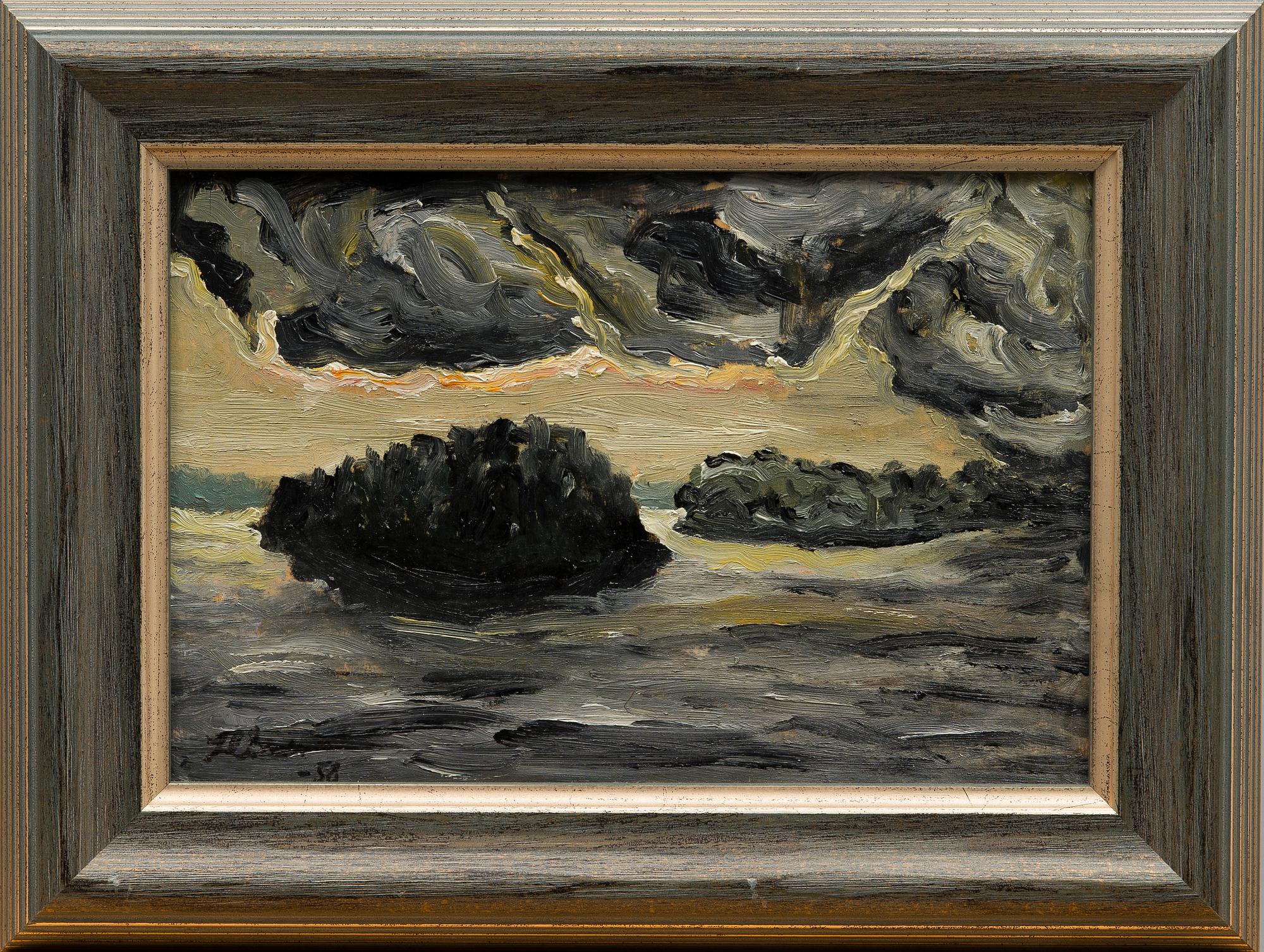 HELENA BRUUN, öljy levylle, signeerattu ja päivätty -58.