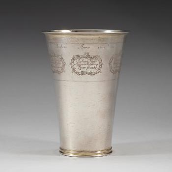 A Swedish early 18th century guild-beaker, marks of Henning Petri, Nyköping 1702.