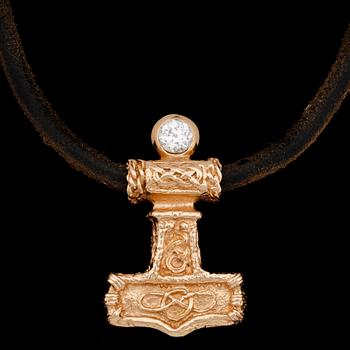 316. GENTLEMANS NECKLACE, gold and old cut diamond, app. 1.35 cts.