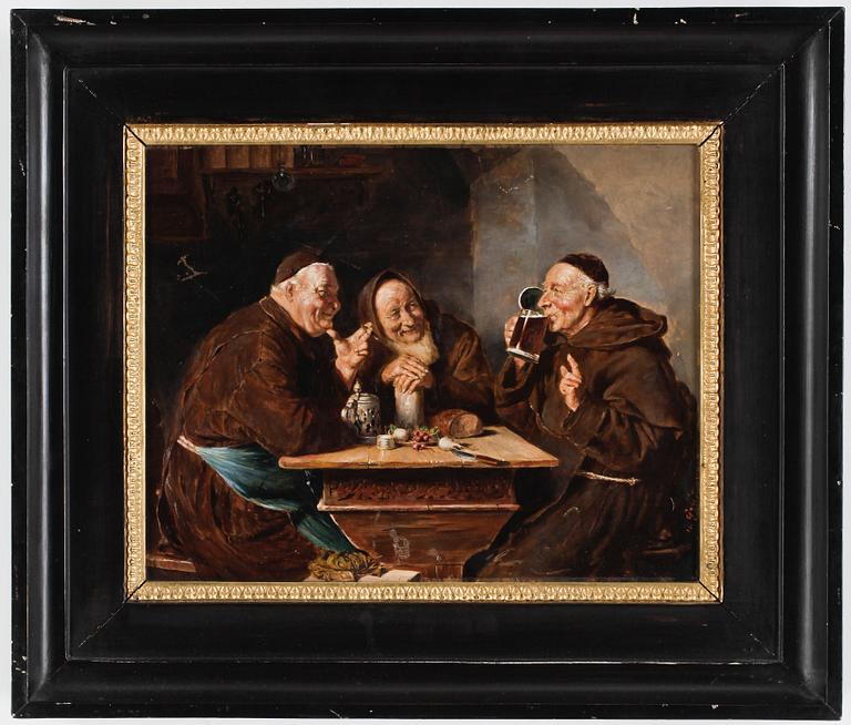 EDOUARD VON GRÜTZNER, kopior efter, ett par, olja på pannå.