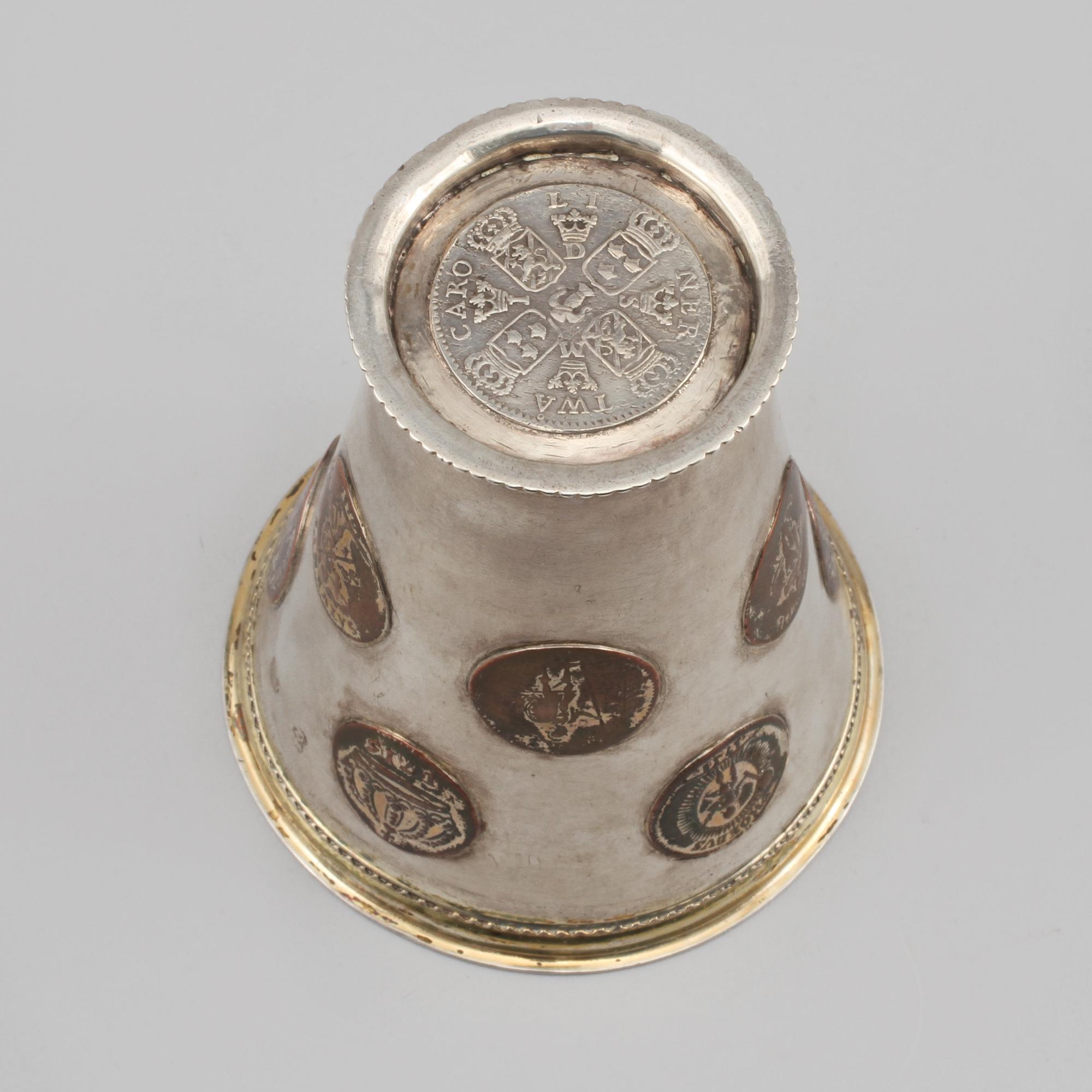 A Swedish 18th century parcel-gilt beaker, marks of Magnus Myrman, Norrköping (1706-1730).