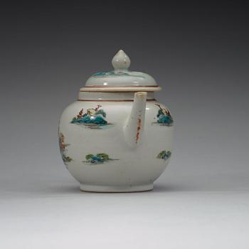 A famille rose tea pot with cover, Qing dynasty, Yongzheng (1723-35).