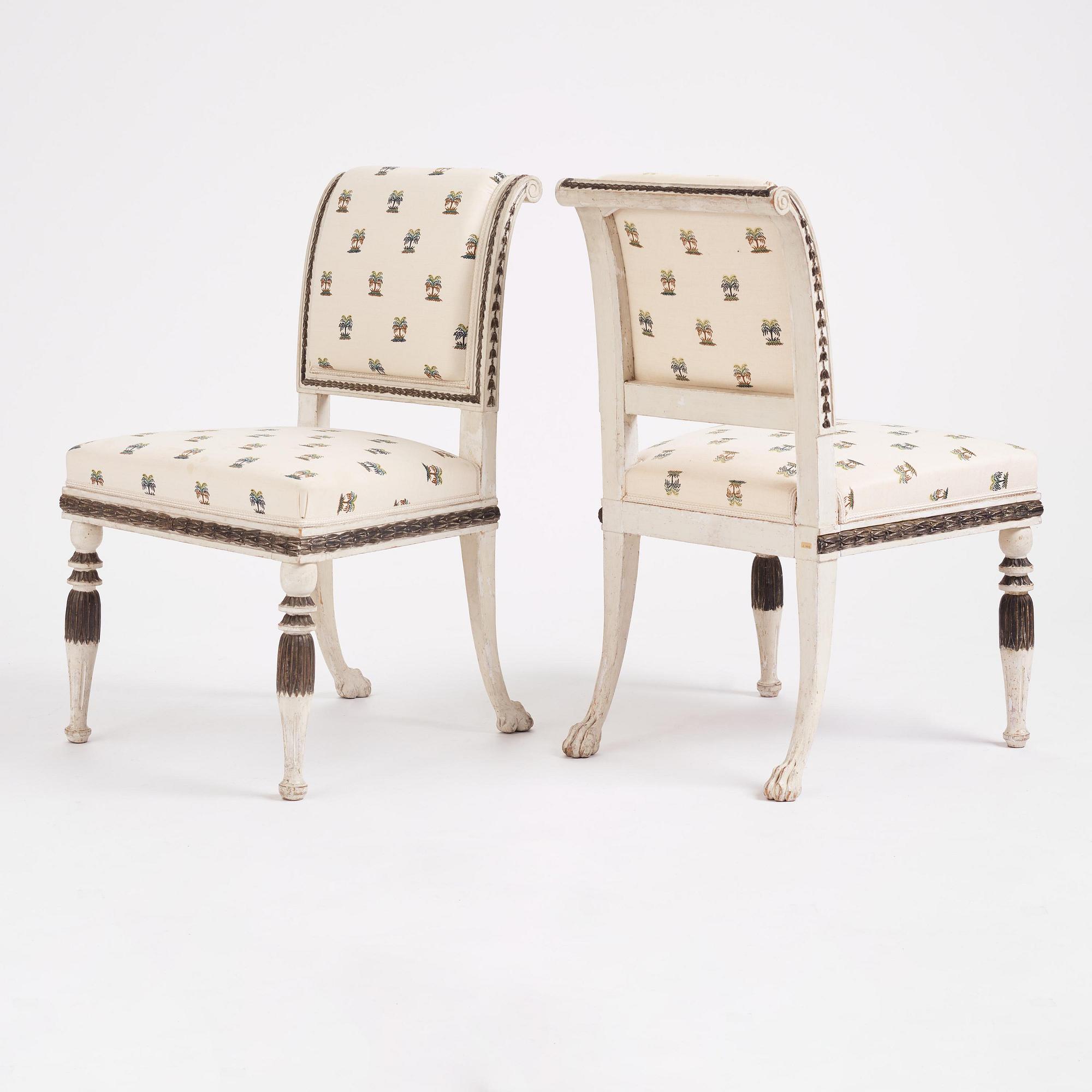 A set of four late-Gustavian chairs, Stockholm, late 18th century.