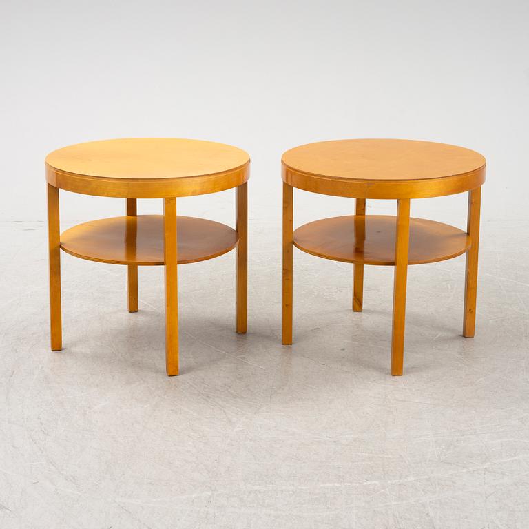 A pair of birch bedside tables, 1930's.