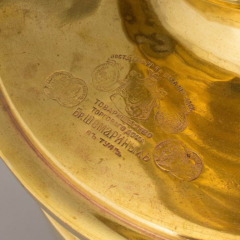 A circa 1900 Russian brass samovar.