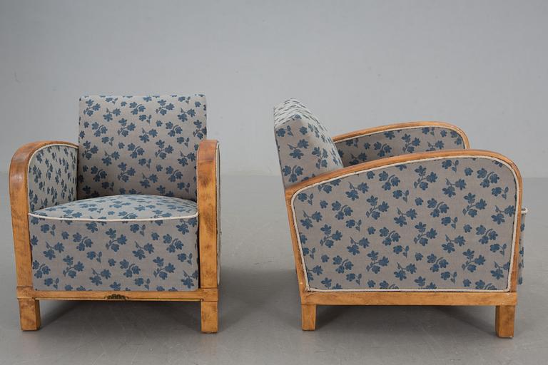 FÅTÖLJER, ett par, art deco, 1900-talets första hälft.