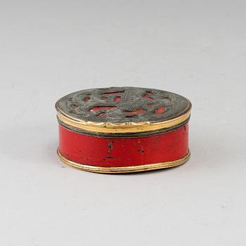 A mid 18th century lacquer rococo box.