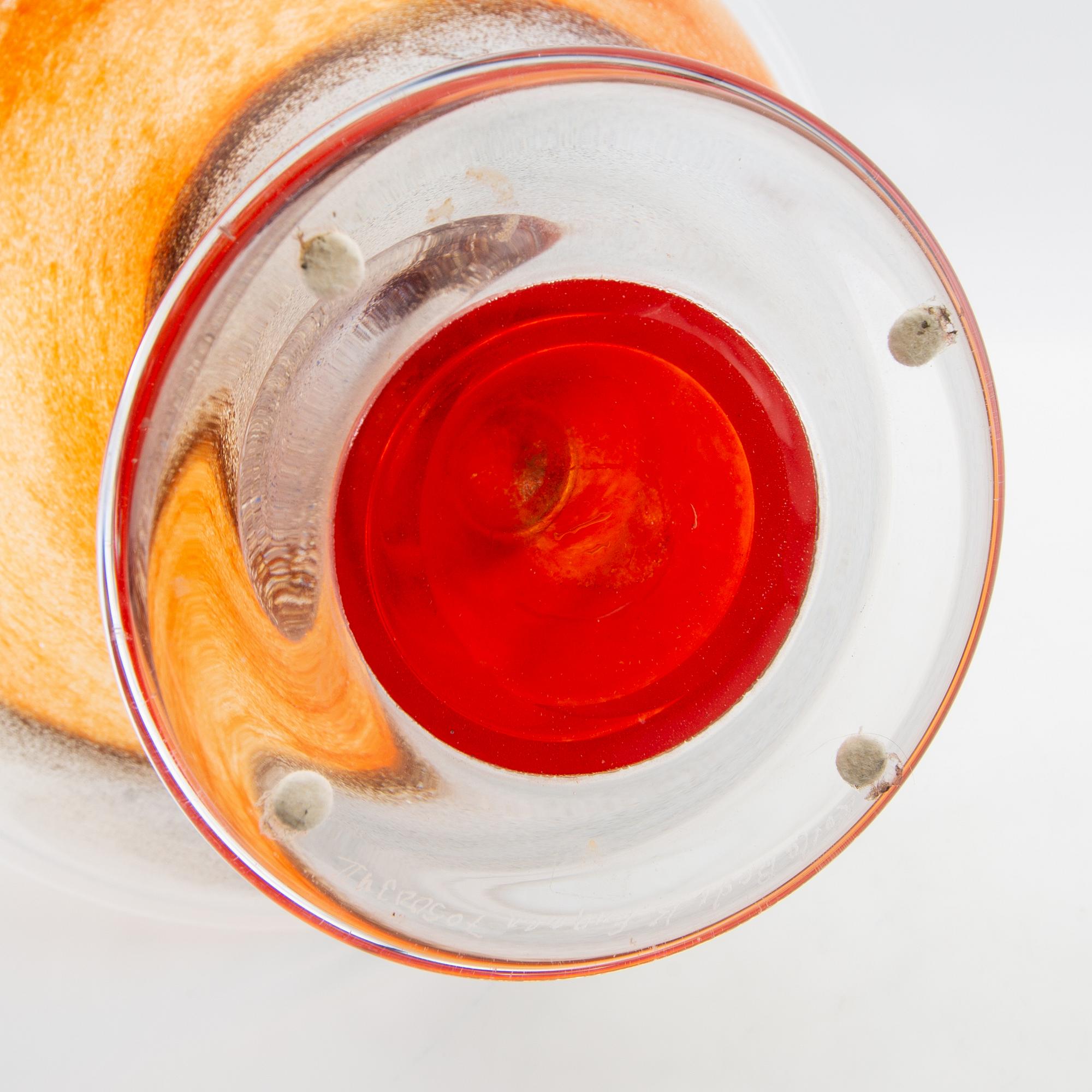 Kjell Engman, Footed bowl Kosta Boda signed glass.