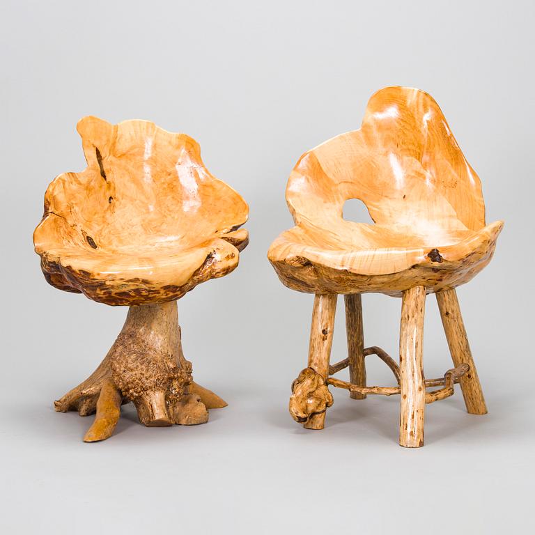 Mid-20th century burl stools.