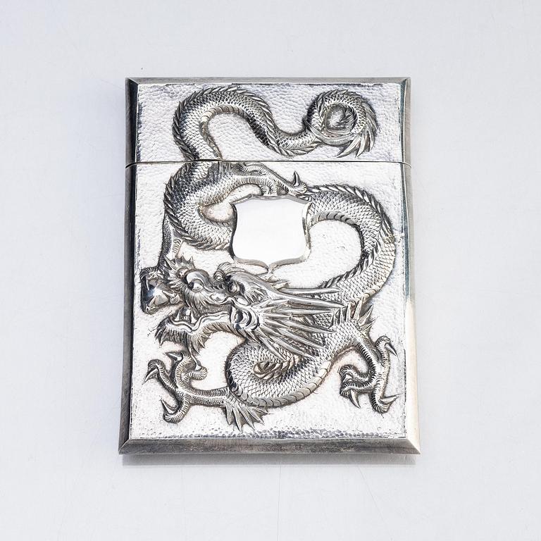 A Chinese Export silver calling card case, early 20th century.