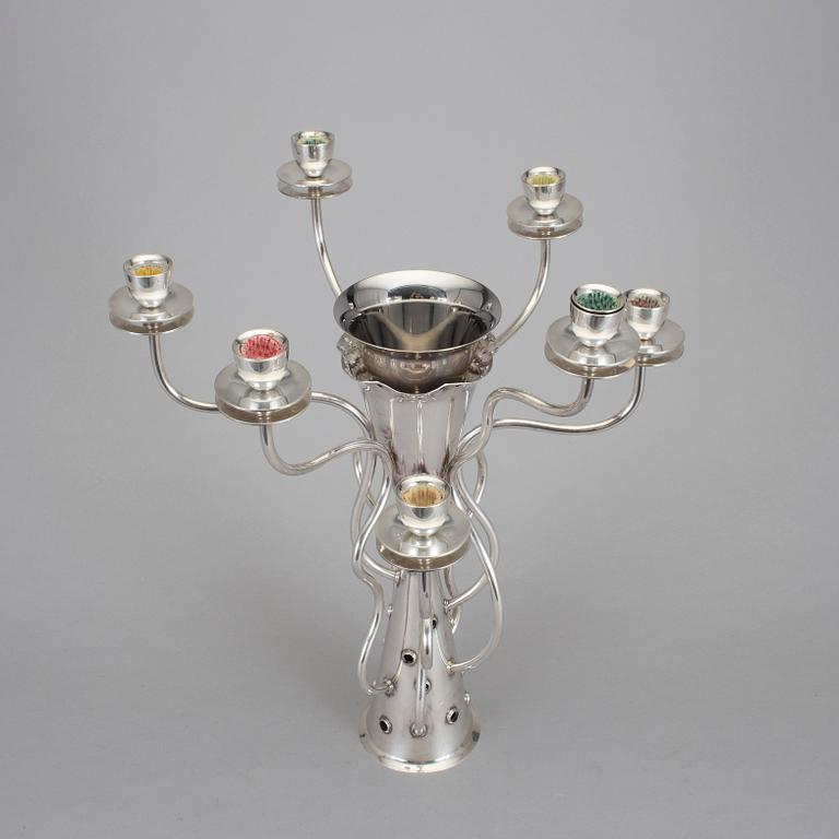 BOREK SIPEK, kandelaber, nysilver, "Simon", Drade, formgiven 1989.