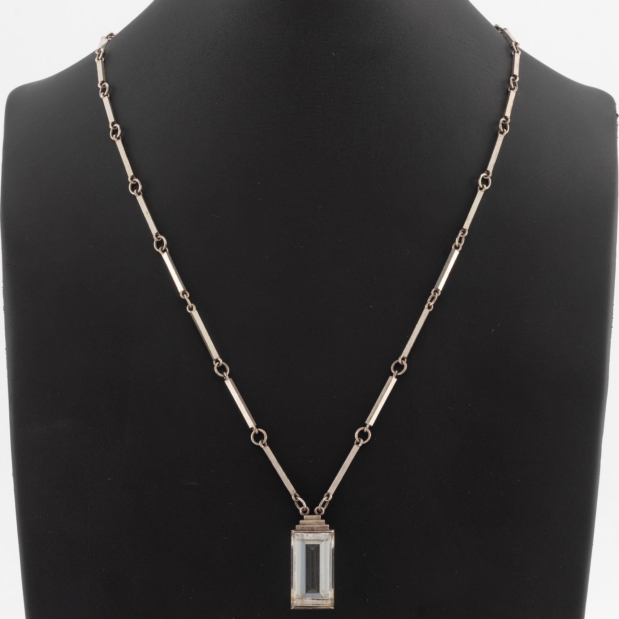 Wiwen Nilsson, a sterling silver and rock crystal necklace, Anders Nilsson, Lund 1944.