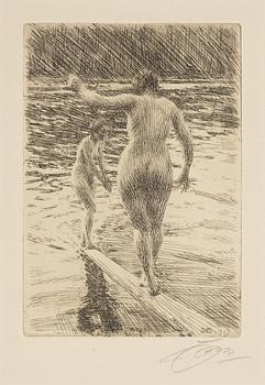 Anders Zorn, etching, 1919, signed in pencil.