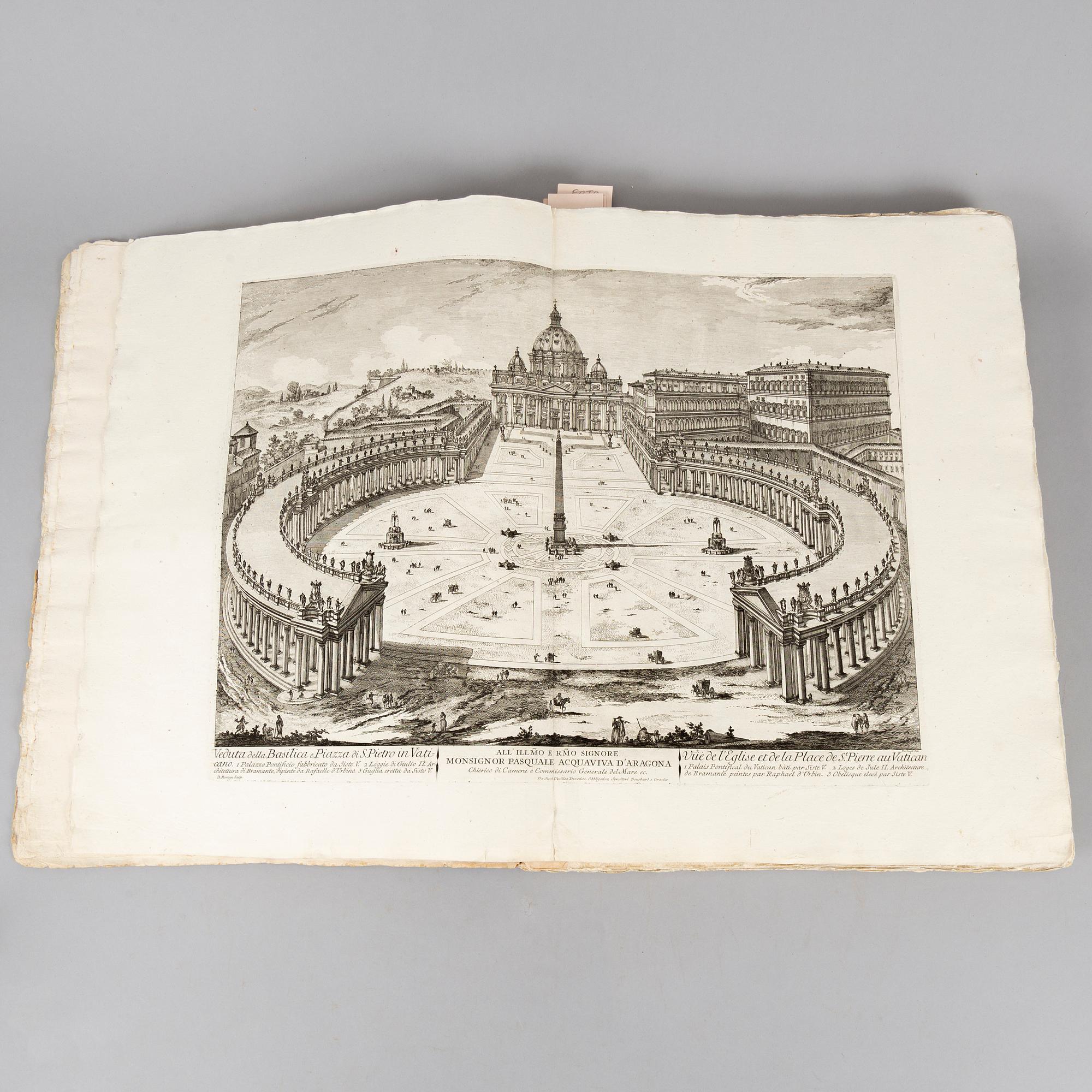 44 magnifika dubbelsidiga planscher från Rom, 1763.