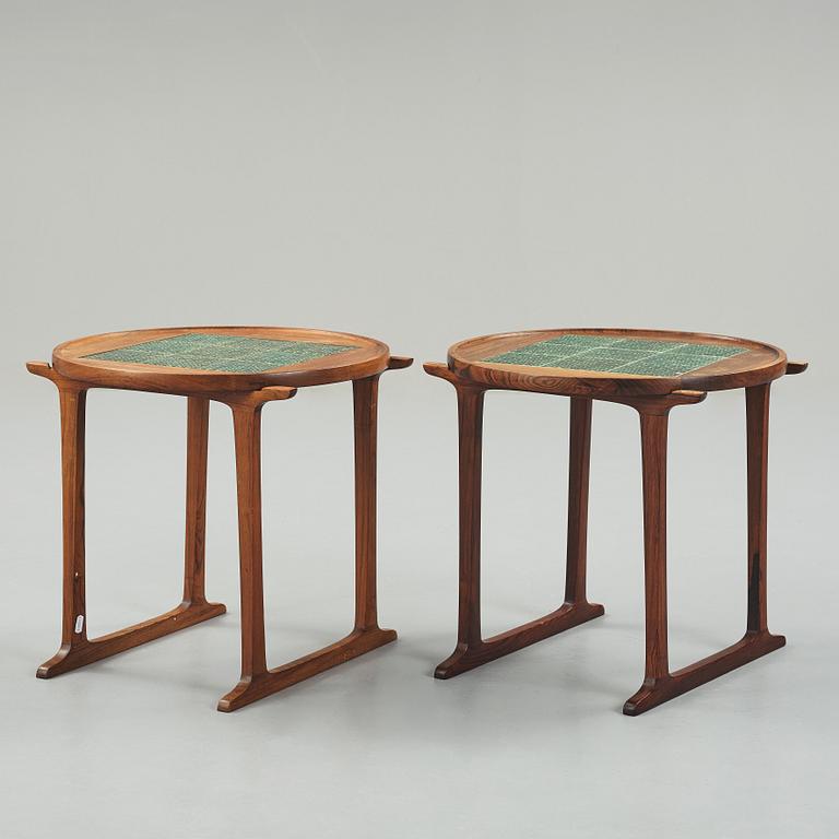 Jens Quistgaard, two rosewood side tables, Denmark 1960's.