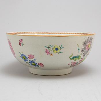 A famille rose export punch bowl, Qing dynasty, Qianlong (1736-95).