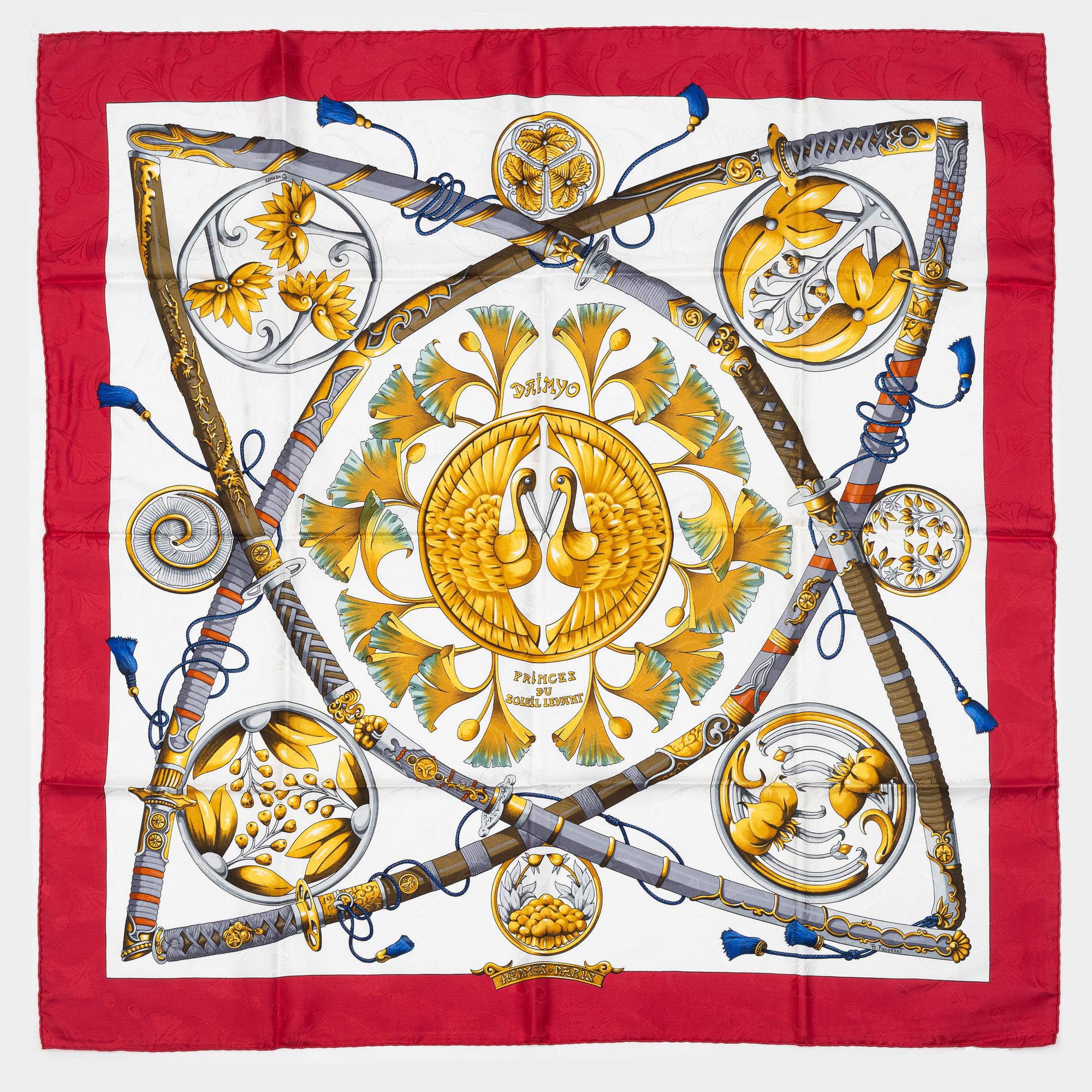 Hermès, scarf, "Daimyo Princes Du Soleil Levant".