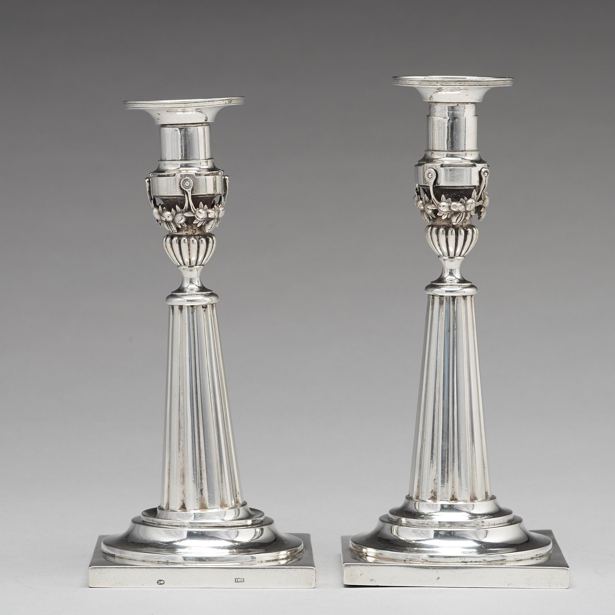 Johann Rudolf Haller, ljusstakar, ett par, silver, Augsburg 1801.