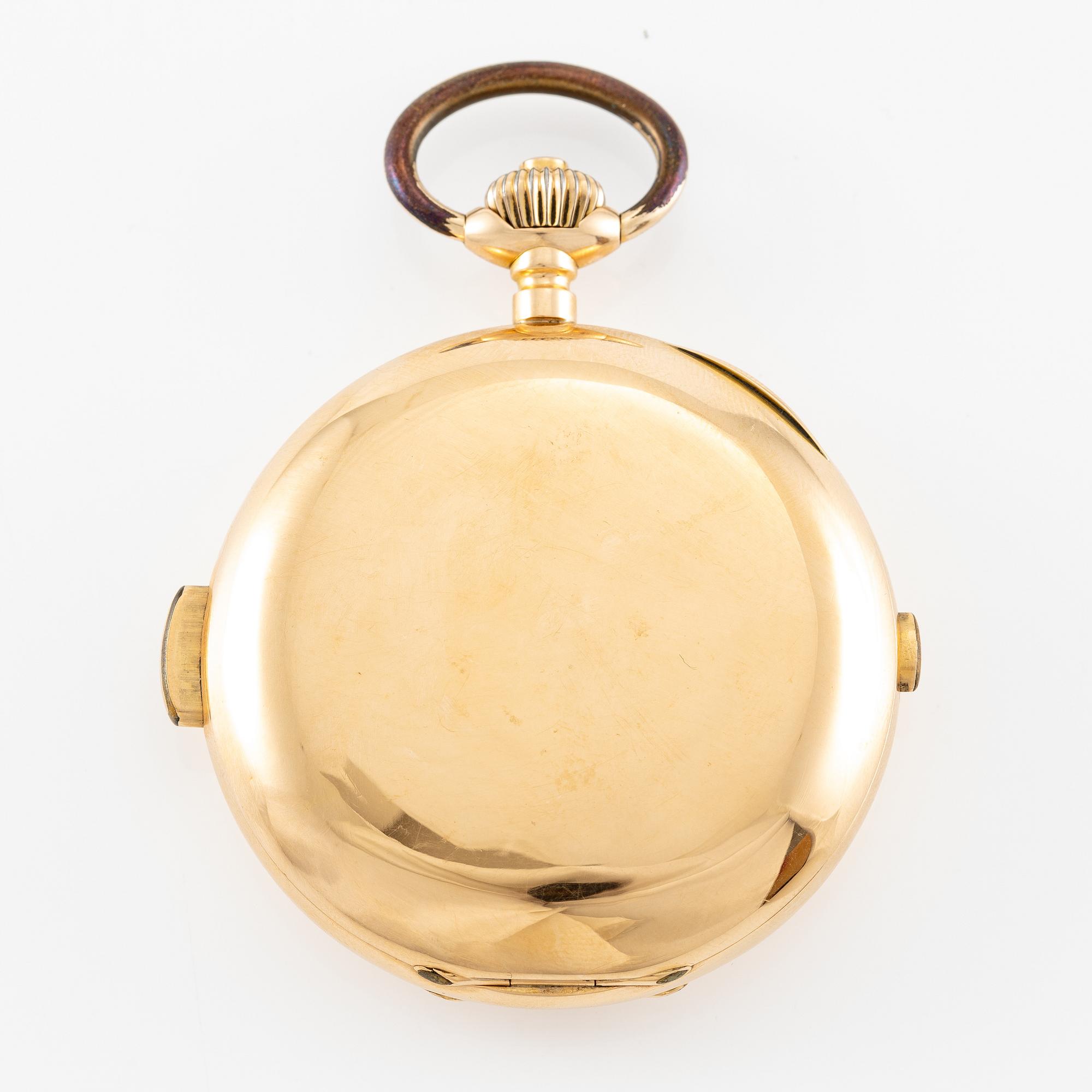 Pocket watch, 18K gold, minute repeater, chronograph, 57 mm.