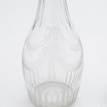 A pair of late gustavian glass and silver vinegar bottles, circa 1800.