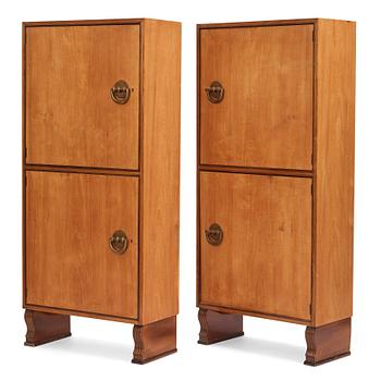 236. Otto Schulz, a pair of Swedish Modern elm veneered cabinets, Boet, Gothenburg 1940s-50s.