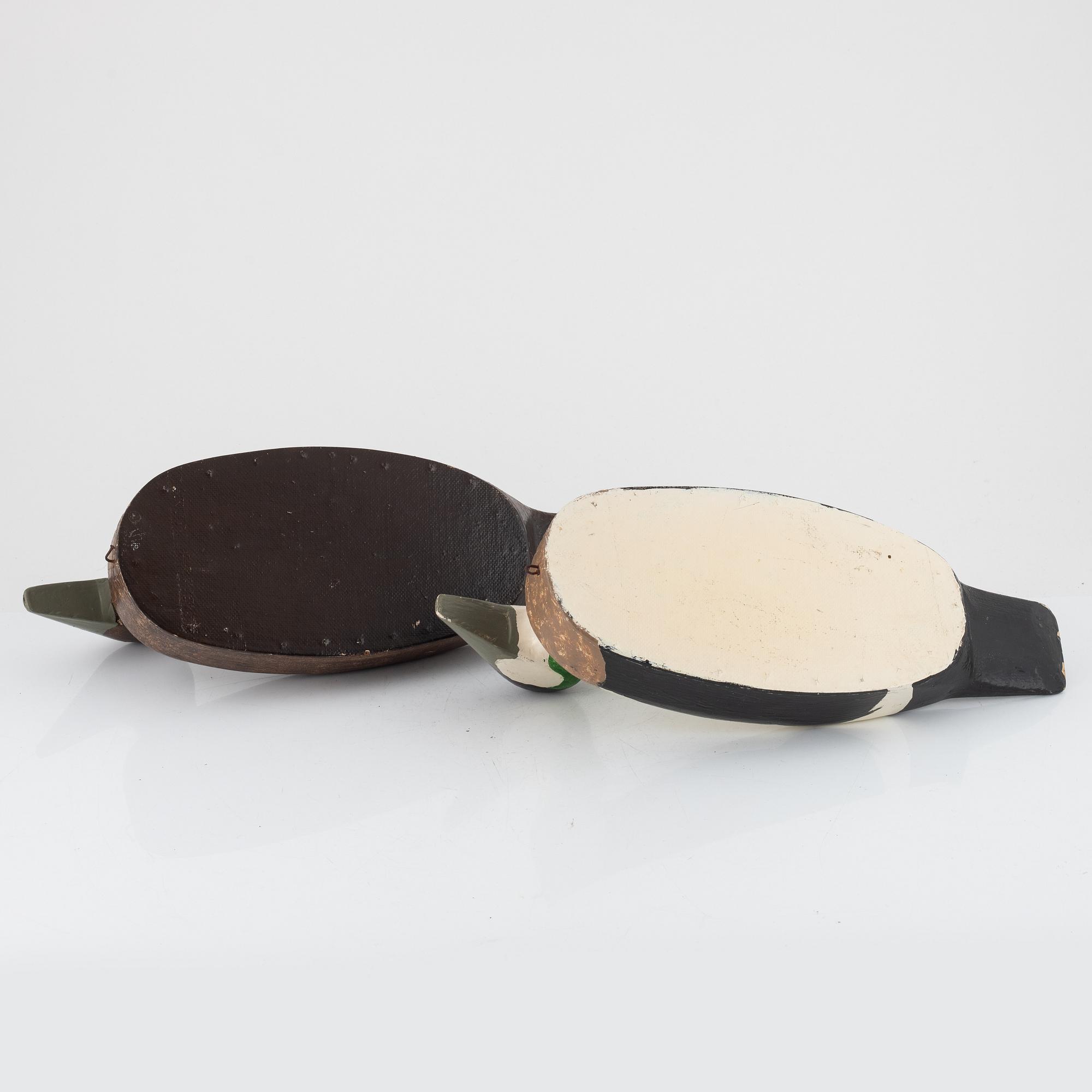 Two Wooden Decoy Ducks, 20th century.