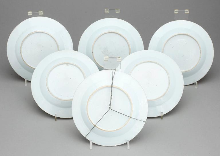 ASSIETTER, 6 st, porslin, Kina, Qianlong (1735-96).