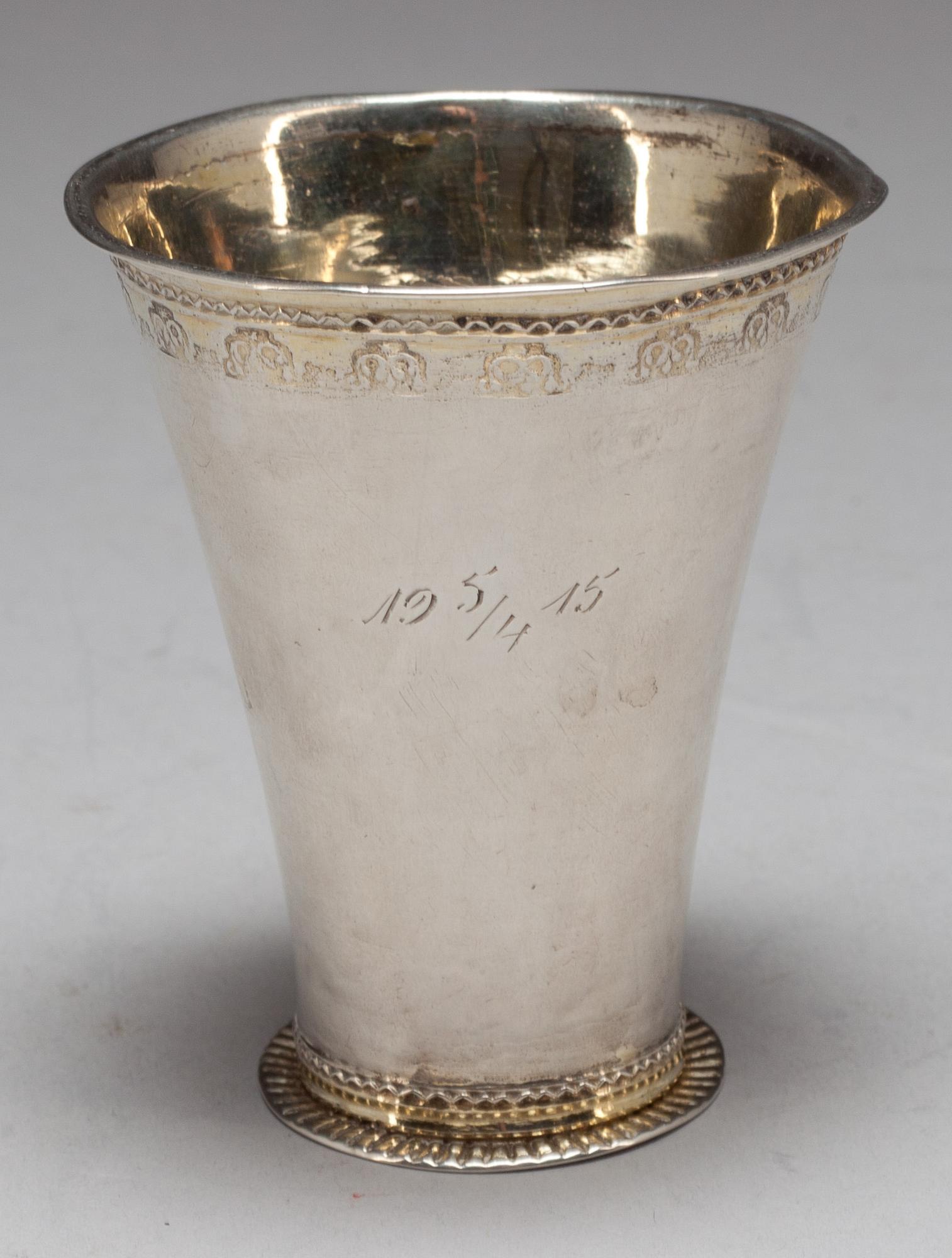BÄGARE, silver Nils Orstedt. Norrköping. 1779. Vikt ca 49g.