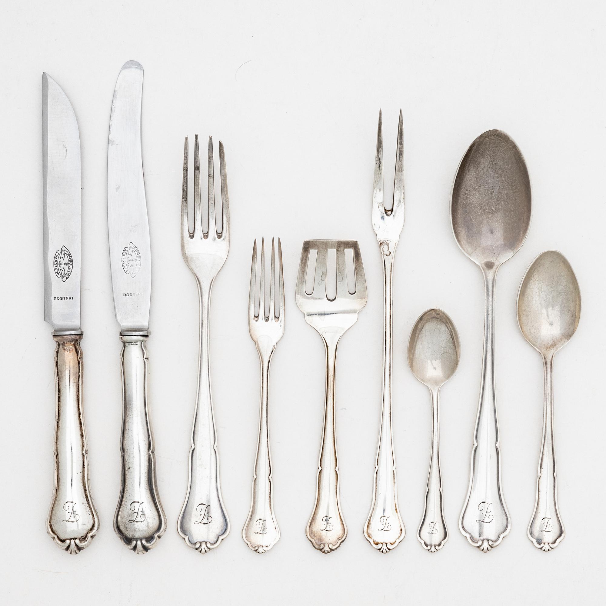 A Swedish silver cutlery, model 'Hansa', including with mark of H Andersson Juvelerare, Gothenburg 1936 (39 pieces).