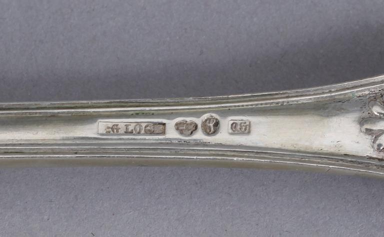MATSKEDAR, 5+3, silver, modell Engelsk snäck, bla Anders Wedin, Söderhamn, 1864-74. Tot ca 466 gram.