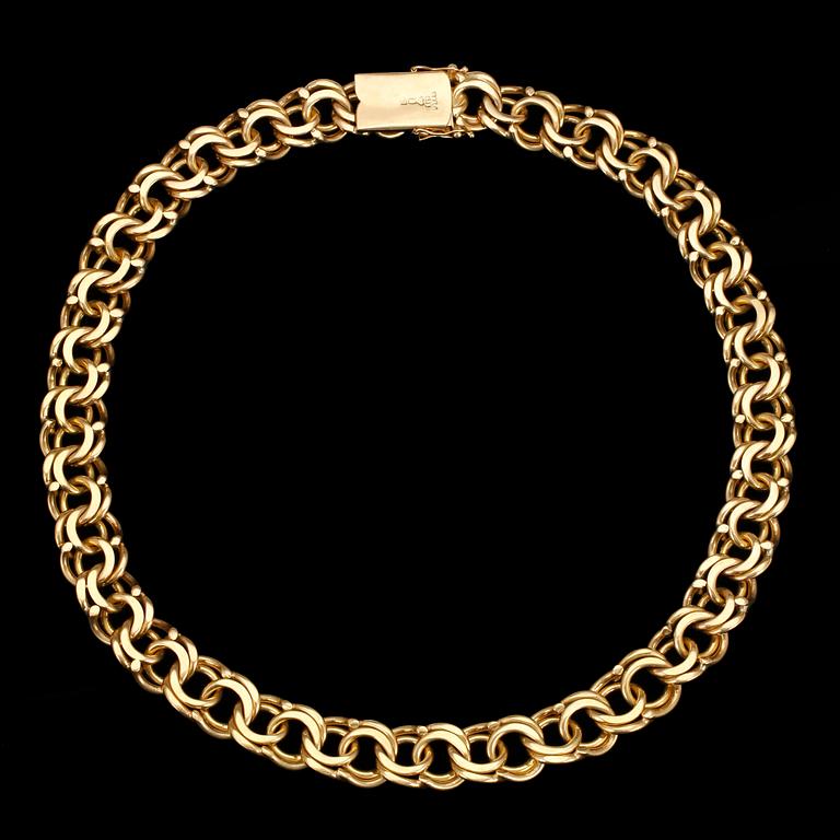 HALSKEDJA, guld 18k, LS Nybergs Guldsmeds AB, Göteborg 1972. Vikt ca 210 gram.