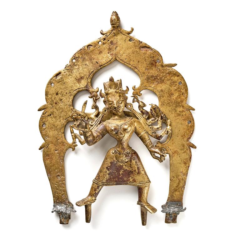 A gilt figure of Durga, North India, 16th/17th century.