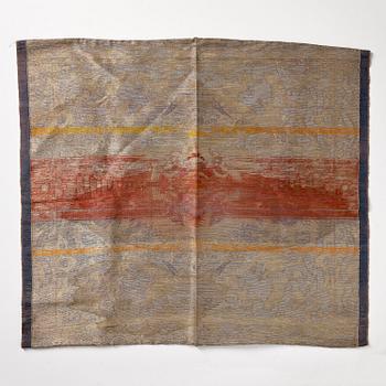 A silk blue-ground brocade panel, late Qing dynasty/early 20th century.