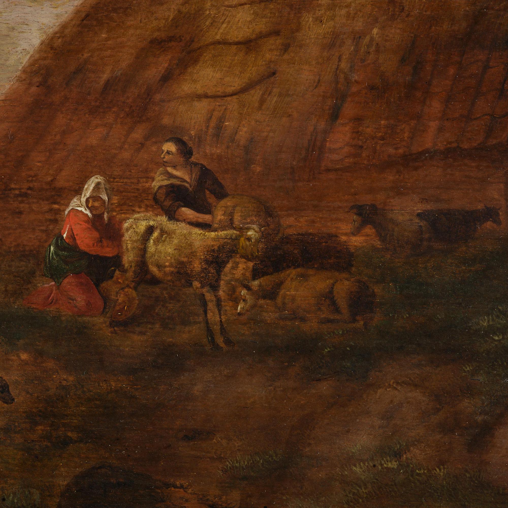 Aelbert Cuyp, circle of, Riding party at a farmhouse.