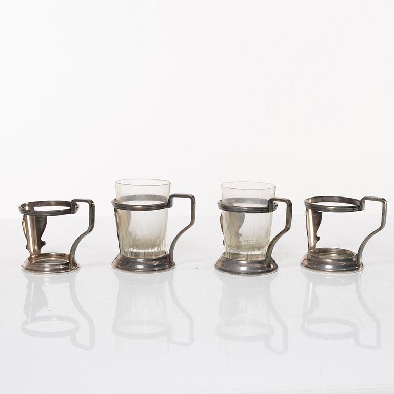 Gio Ponti, teservis, 6 delar, Athur Krupp Berndorfer Metallwarenfabrik, Österrike/Milano, 1930/40-tal.