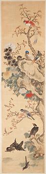 A Chinese hanging scroll, ink and colour on paper, 20th century, provenance Estrid Ericson.