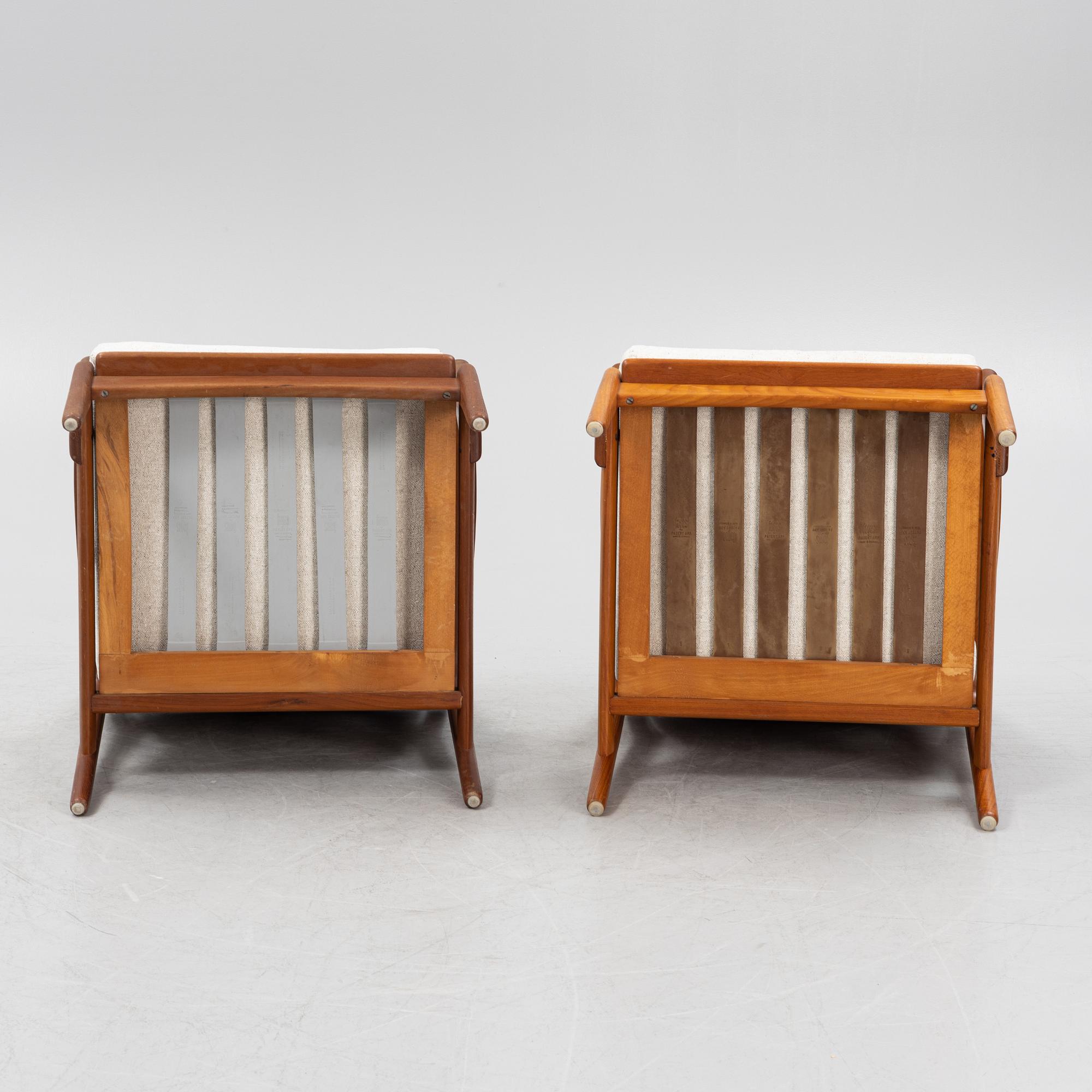 Bertil Fridhagen, a pair of 'Kuba' teak easy chairs, Bröderna Andersson, Ekenäs.