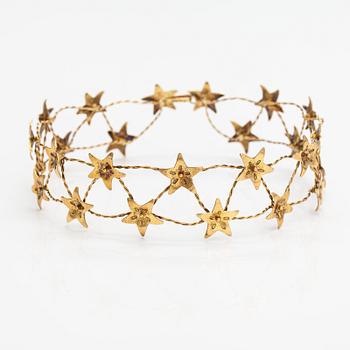 Germund Paaer, A gilded sterling silver wedding crown "Evening jewel". Kalevala Koru, Helsinki 2002.